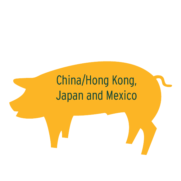 China/Hong Kong, Japan and Mexico
